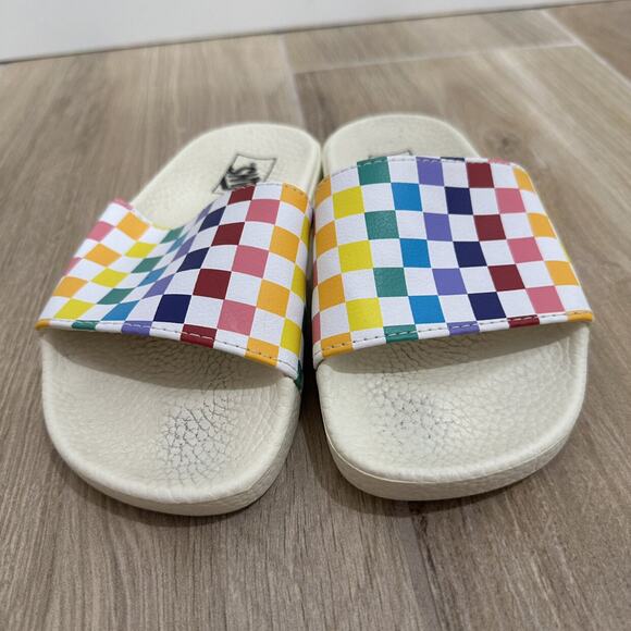 Vans Rainbow Checkers Slides Sandals - Picture 2 of 10